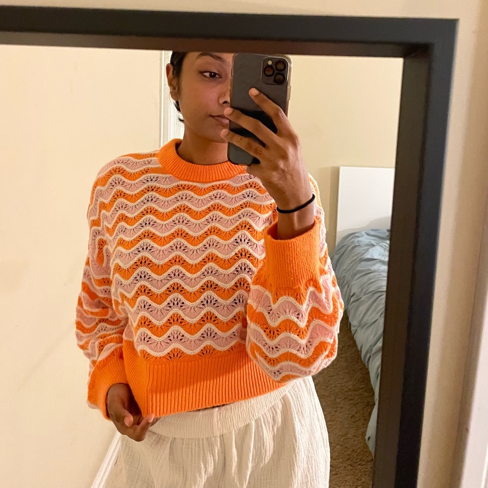 H&M pink and orange sweater
